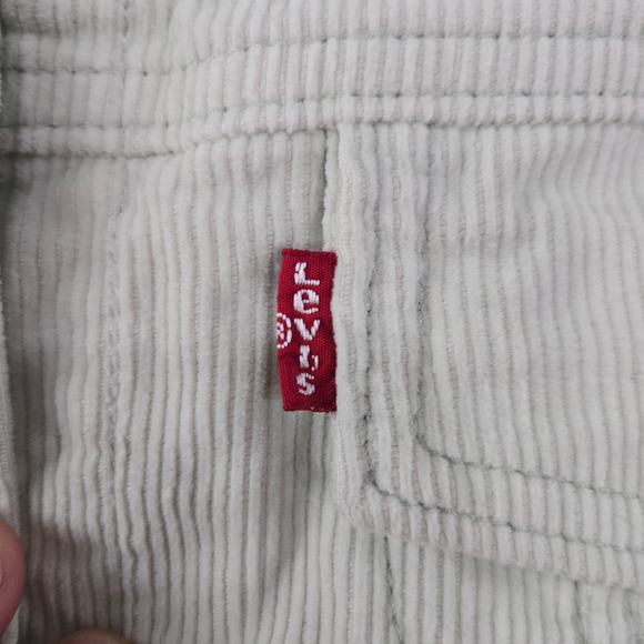Levi’s Baby Baggy Crop Corduroy Sherpa Trucker Jacket Meadow Mist Green Size 2X - Picture 4 of 16